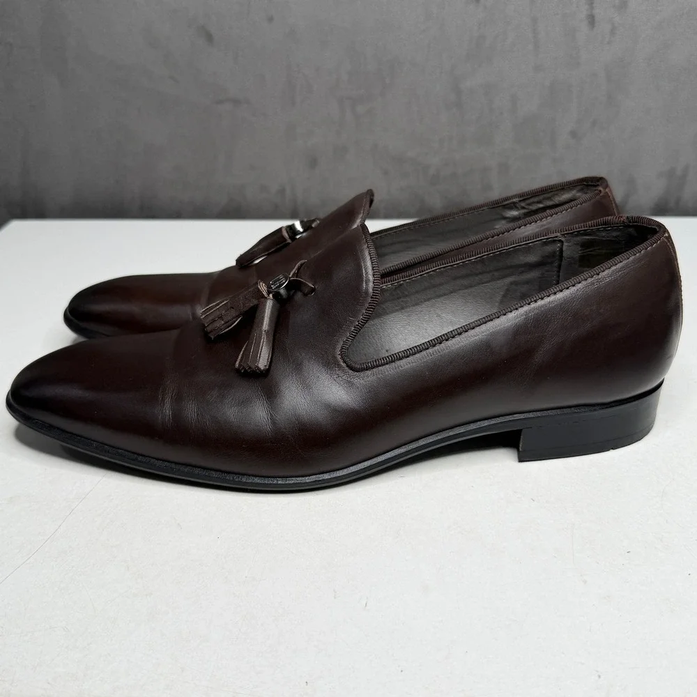 CR7 Cristiano Ronaldo Tassel Loafers Men 10 Dark Brown Leather Shoes Portugal